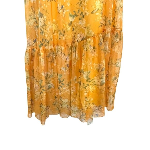New Mac Duggal Size 2 Maxi Dress Yellow Floral One Shoulder Formal Gown - Picture 6 of 7